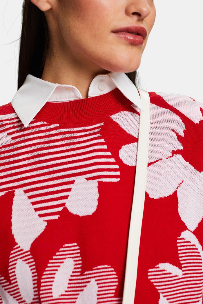 Jacquard-Sweatshirt aus Baumwolle, DARK RED, detail image number 3
