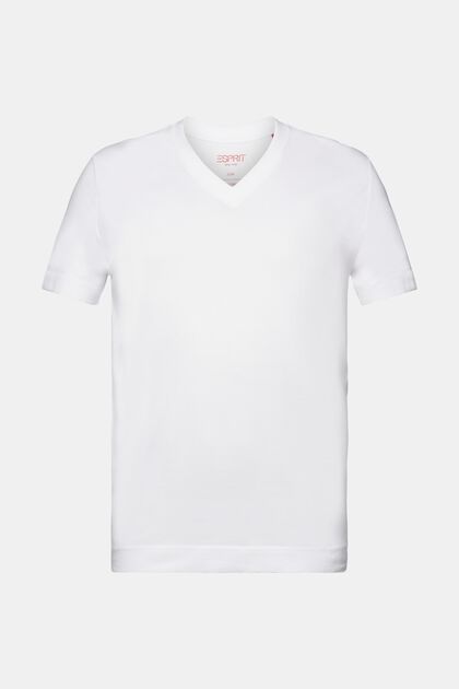 Jersey-T-Shirt mit V-Ausschnitt, 100 % Baumwolle