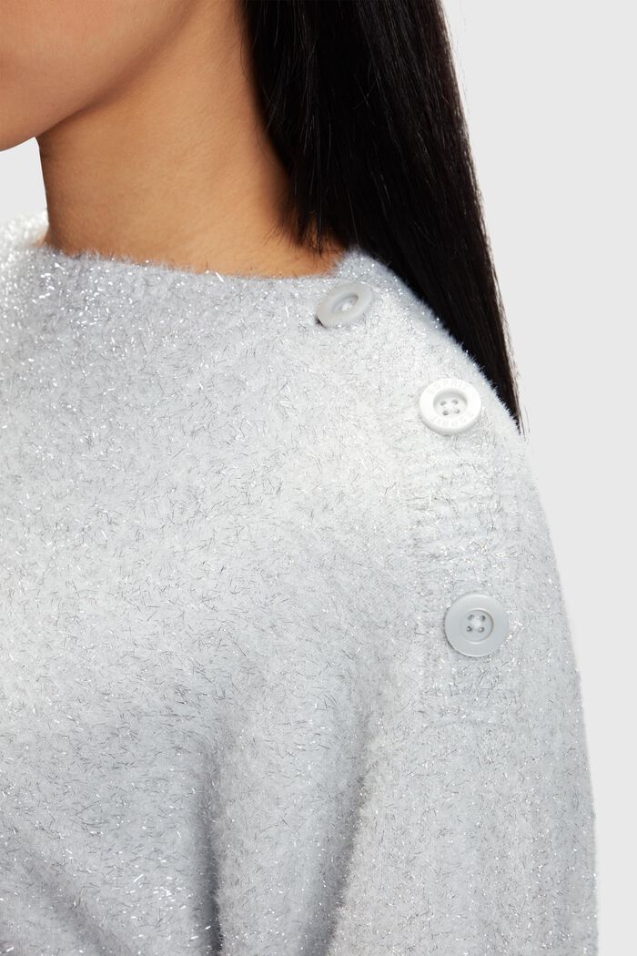Flauschiger Metallic-Pullover, SILVER, detail image number 2