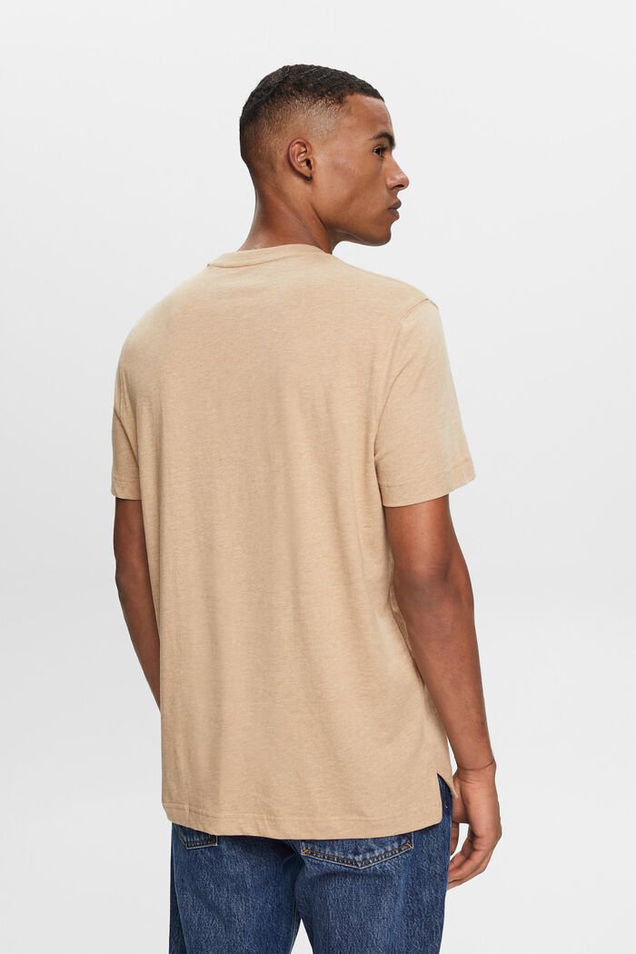 T-shirt à encolure ronde, 100 % coton, SAND, detail image number 3