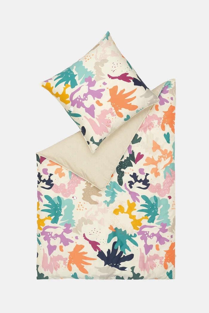 Parure de lit en satin à motif floral coloré, MULTI, detail image number 2