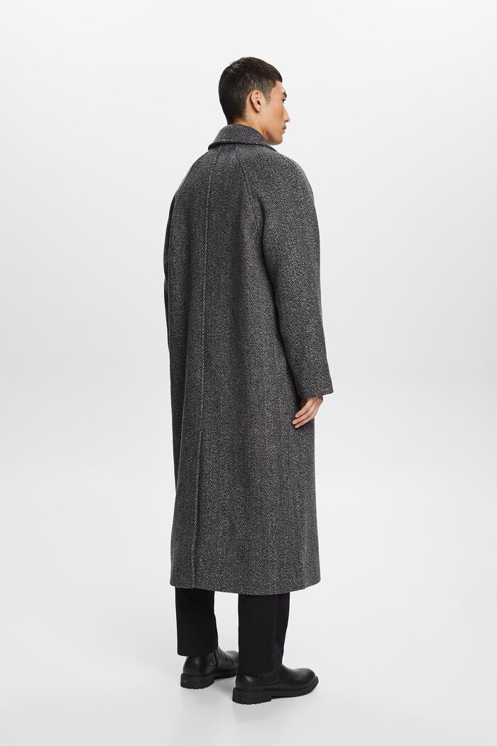 Manteau en laine mélangée à chevrons, BLACK, detail image number 3