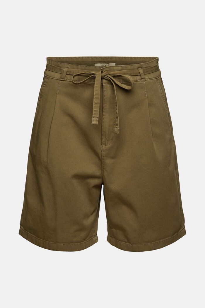 Highwaist-Shorts aus 100% Pima-Baumwolle, KHAKI GREEN, detail image number 2