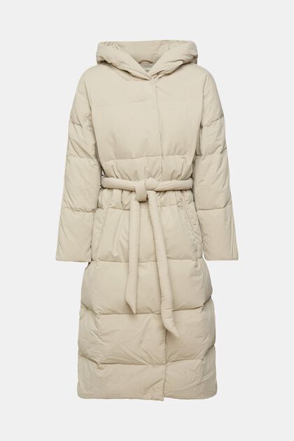 Puffer Coat in Longform, LIGHT TAUPE, overview