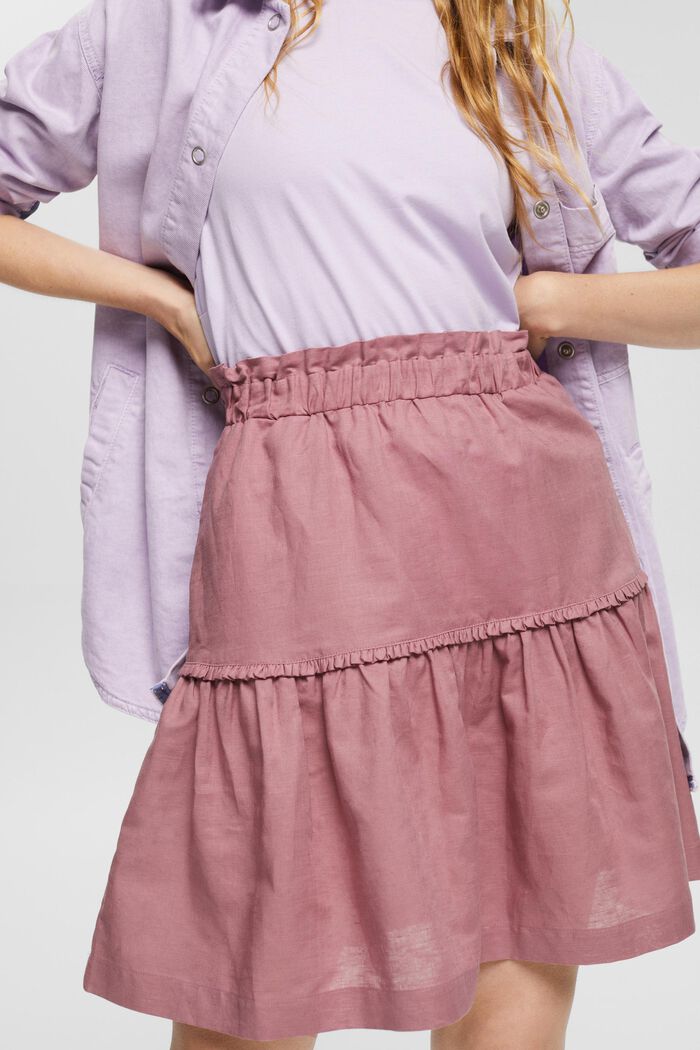 Mini-jupe en lin mélangé, MAUVE, detail image number 0