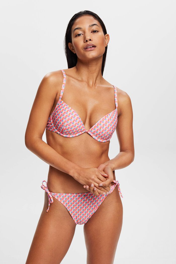 Mehrfarbige Bikinihose mit Bändern, PINK FUCHSIA, detail image number 0