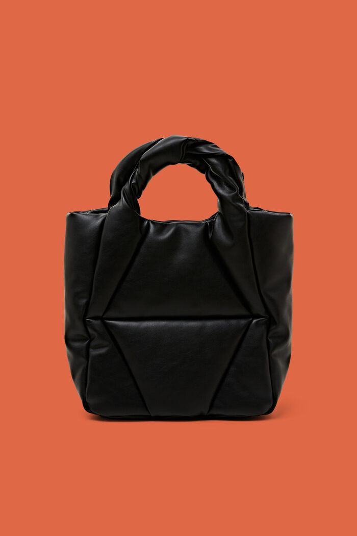 Gesteppte Tote Bag in Lederoptik, BLACK, detail image number 0