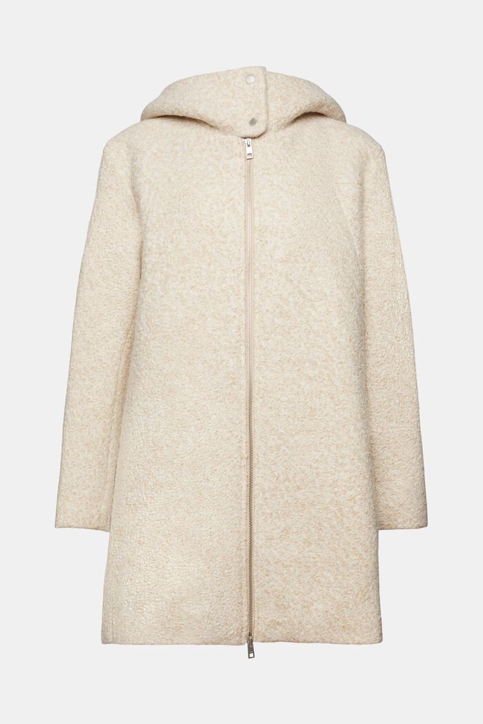 Manteau à capuche en mélange de laine bouclée, SAND, detail image number 7