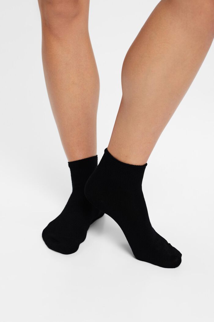 2 er-Pack Wollmix-Socken mit Lochstrickmuster, BLACK, detail image number 2
