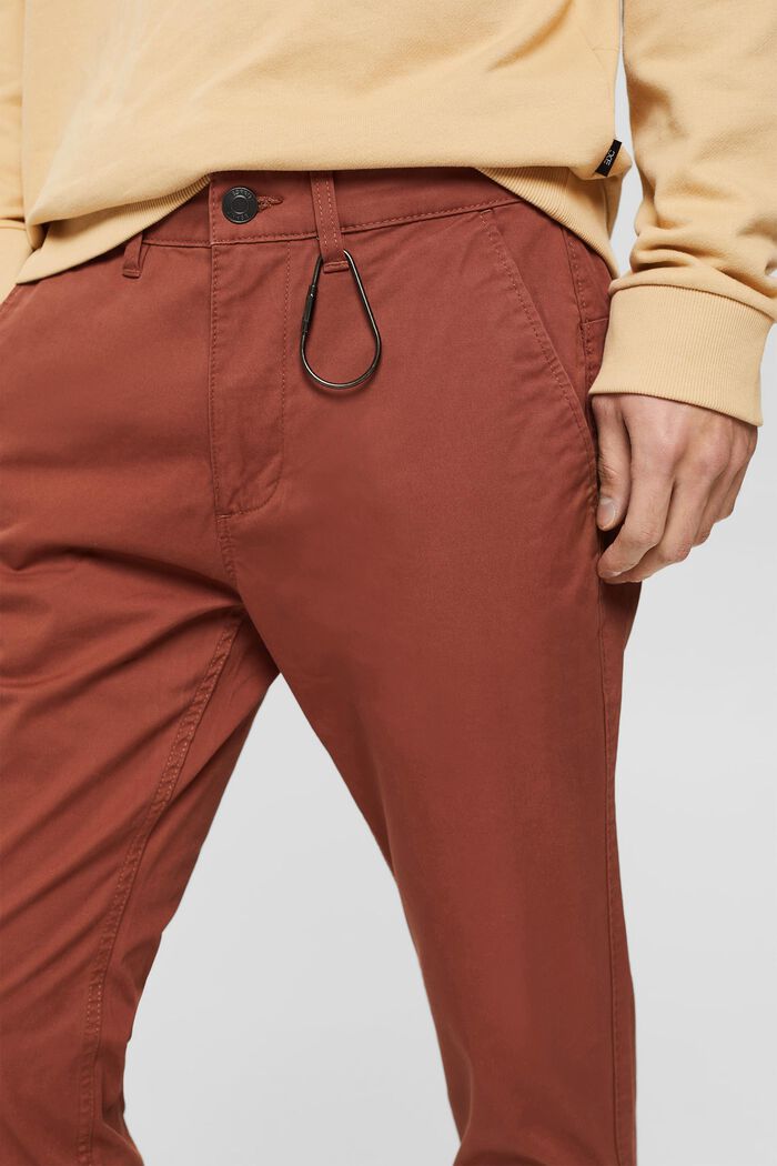 Schmale Chino aus Organic Cotton, RUST BROWN, detail image number 0