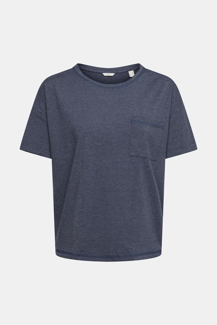 T-shirt en coton mélangé à poche-poitrine, NAVY, detail image number 4