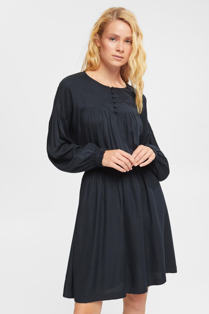 Kleid mit elastischem Taillenbund, LENZING™ ECOVERO™, BLACK, detail image number 1