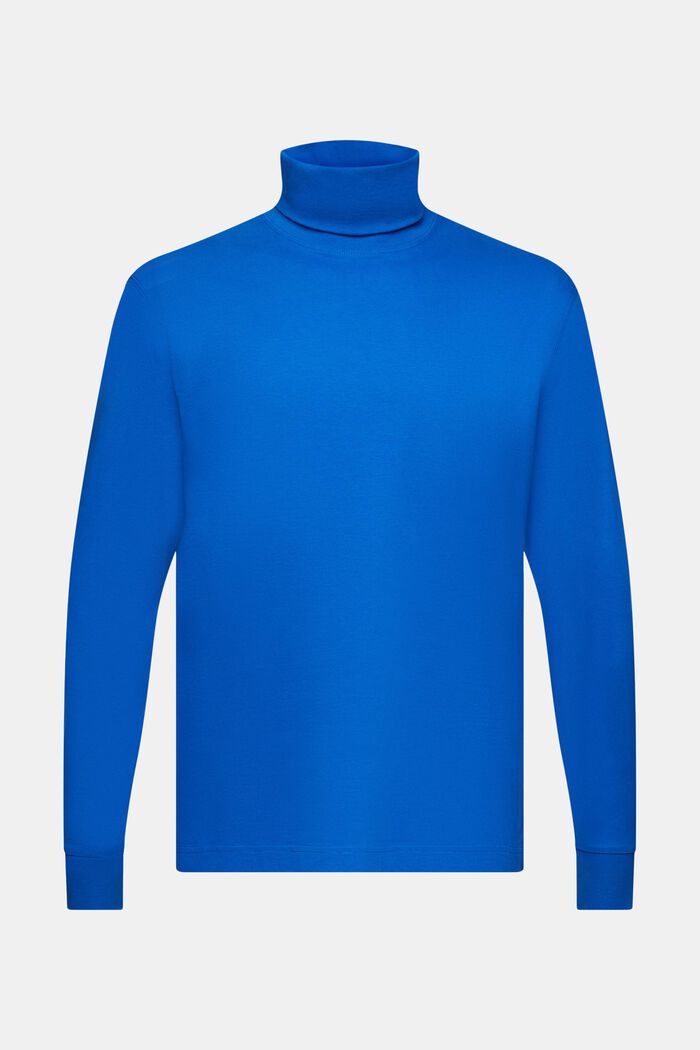 T-shirt à manches longues et col cheminée en coton, BRIGHT BLUE, detail image number 6