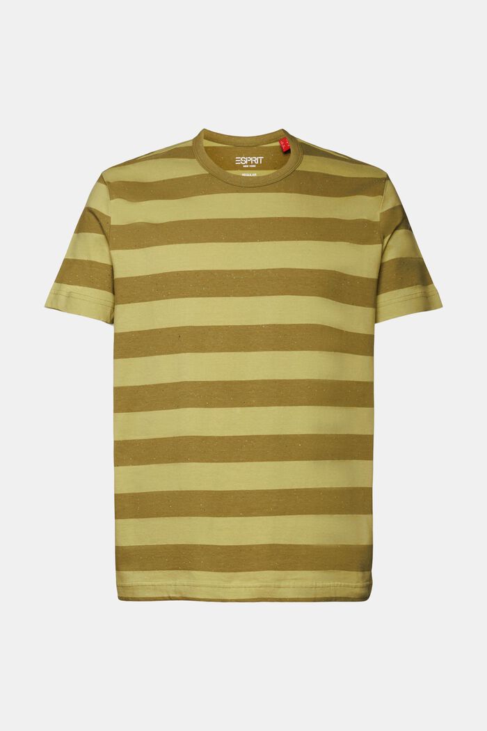 T-shirt rayé en fil comportant des neps, OLIVE, detail image number 6
