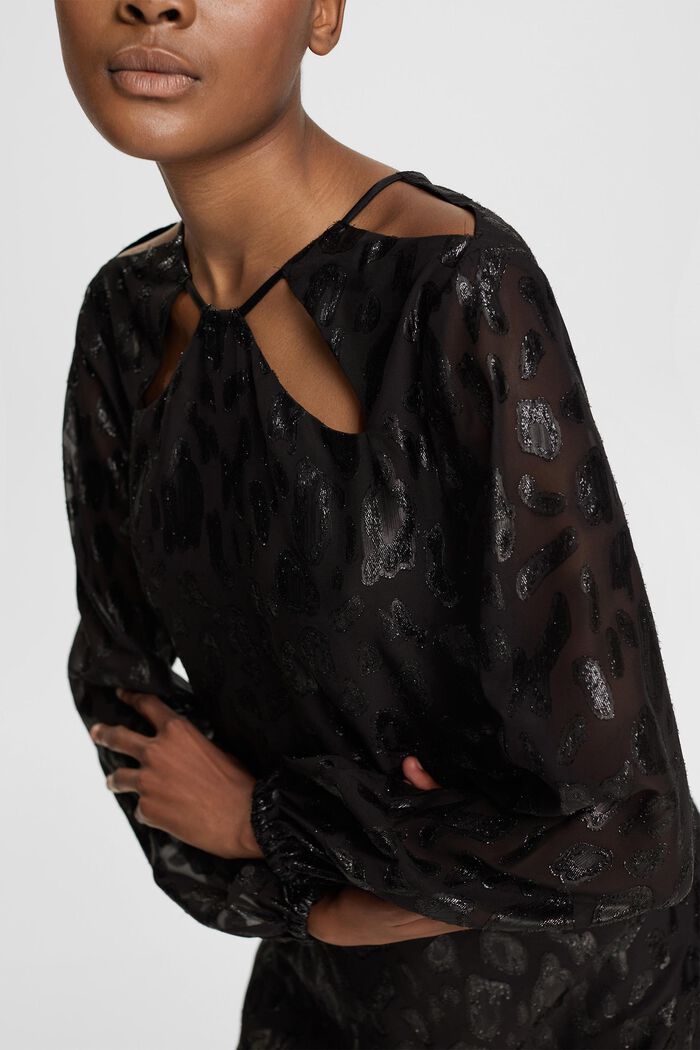 Robe à motif à effet scintillant, BLACK, detail image number 2