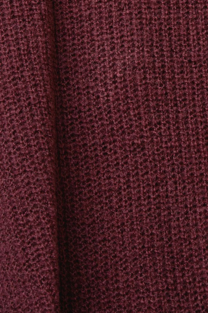 Pull à col V en laine mélangée, AUBERGINE, detail image number 5