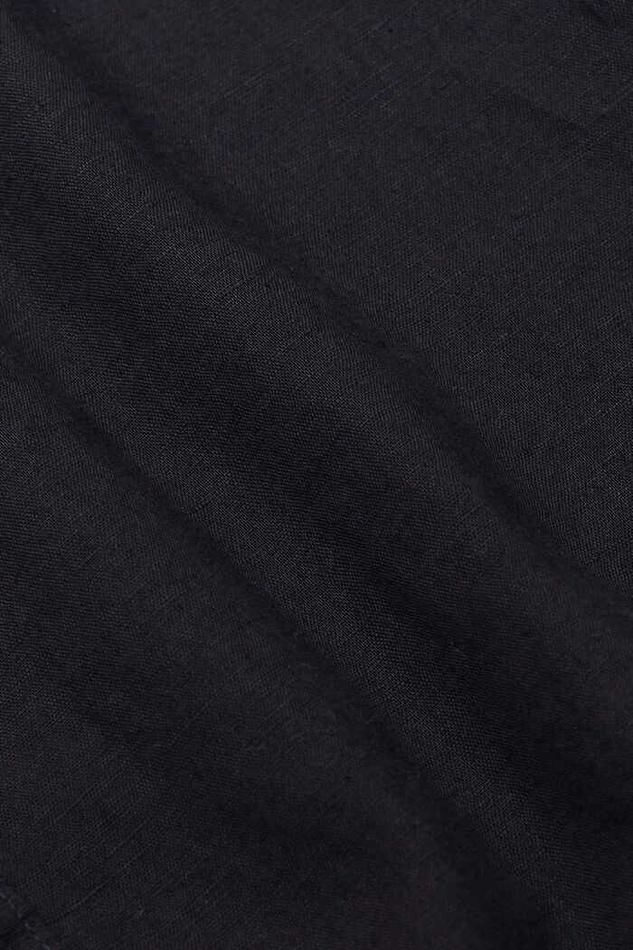 Kurzärmliges Hemd aus Baumwolle-Leinen-Mix, BLACK, detail image number 4