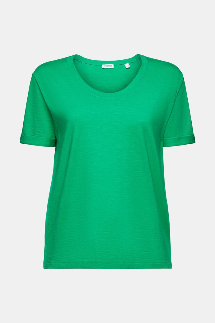 Slub-T-Shirt mit U-Ausschnitt, GREEN, detail image number 5