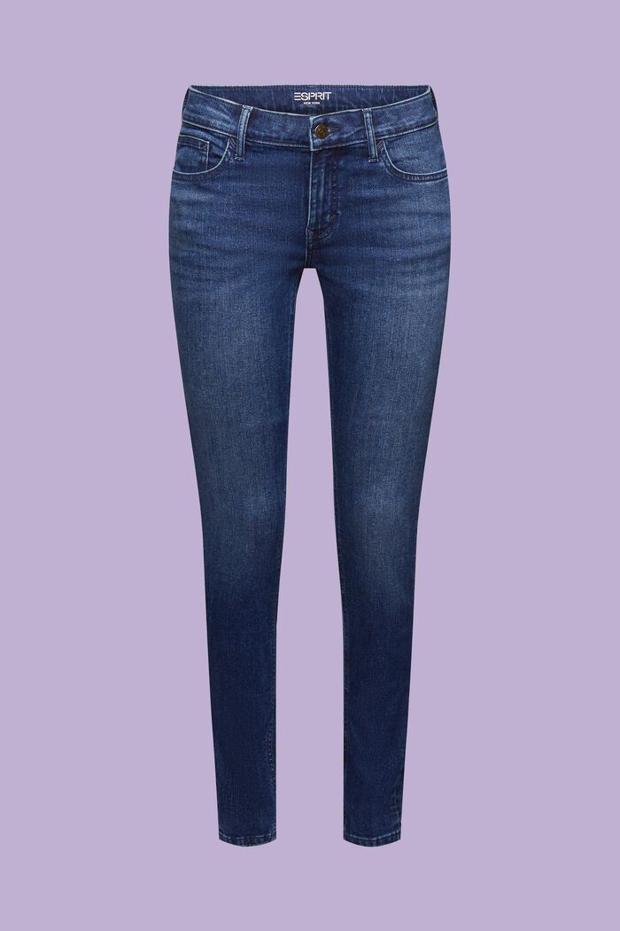 Skinny Jeans mit mittlerer Bundhöhe, BLUE DARK WASHED, detail image number 6