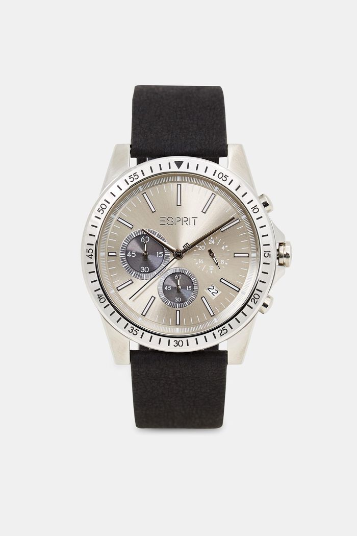 Végane : la montre chronographe en acier inoxydable, BLACK, detail image number 0
