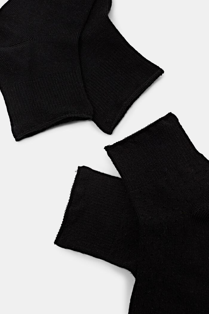 2 er-Pack Wollmix-Socken mit Lochstrickmuster, BLACK, detail image number 1