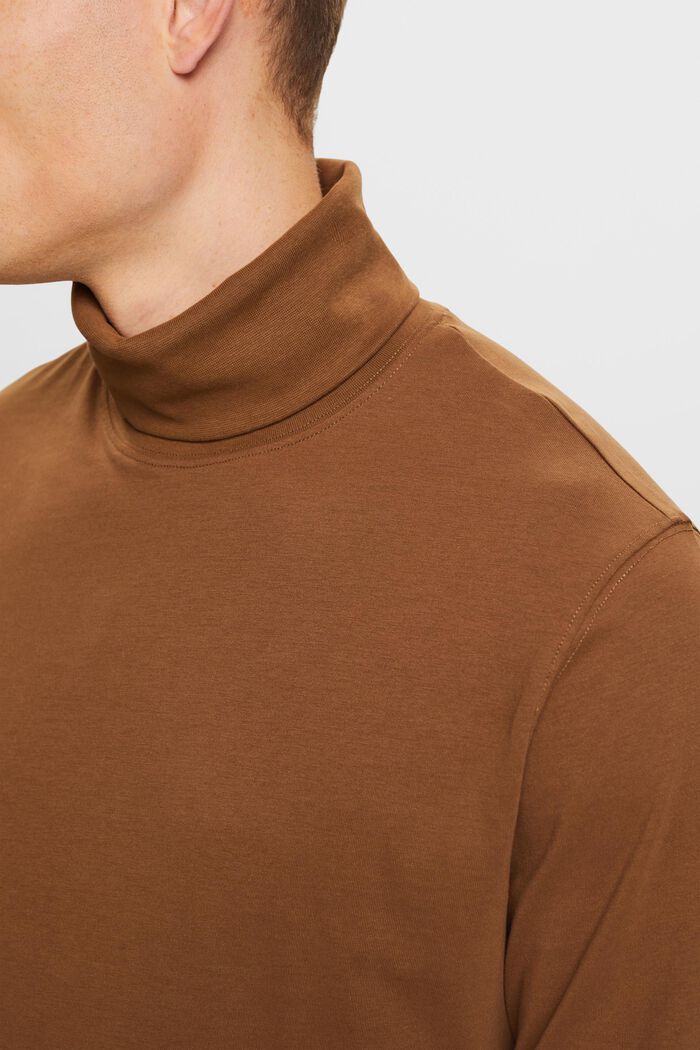 T-shirt à manches longues et col cheminée en coton, BARK, detail image number 1