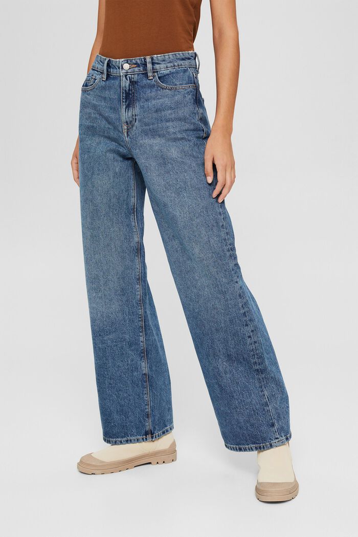Jeans mit weitem Bein, 100% Bio-Baumwolle, BLUE MEDIUM WASHED, detail image number 0
