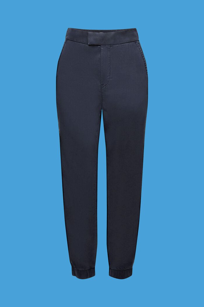 Pantalon taille haute en twill à l’allure sportive, NAVY, detail image number 7