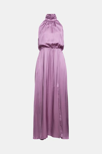 Neckholder-Kleid aus Satin, LENZING™ ECOVERO™