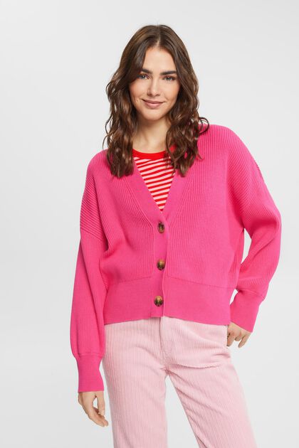 Cardigan en maille, PINK FUCHSIA, overview