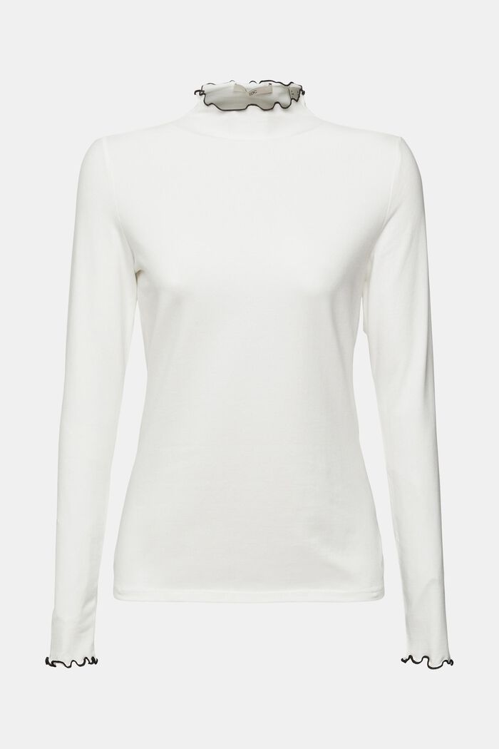 T-shirt à manches longues en coton stretch, OFF WHITE, detail image number 6