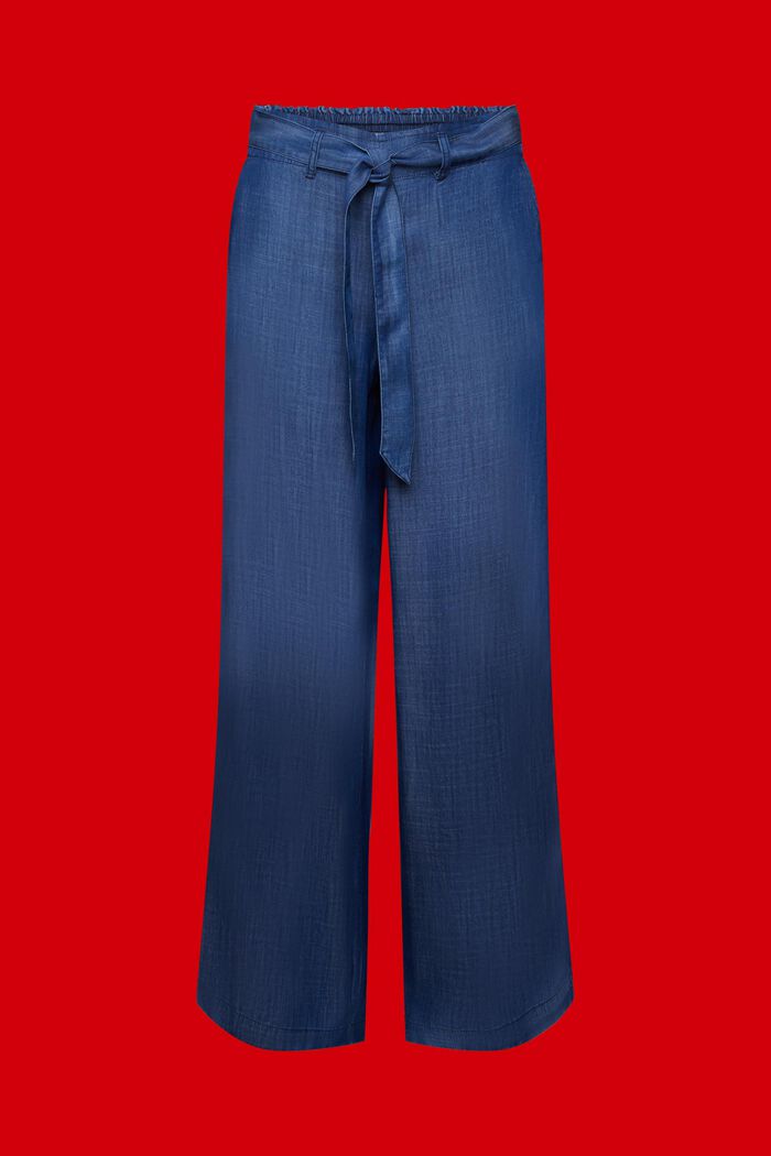 Hose mit weitem Bein und Bindedetail, BLUE DARK WASHED, detail image number 7