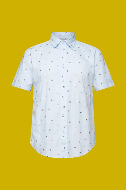 Gemustertes Kurzarm-Hemd, 100% Baumwolle