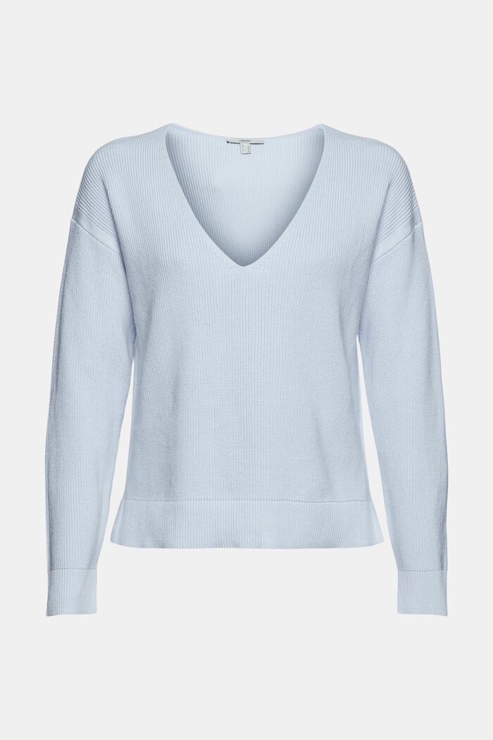 Pull-over en maille, 100 % coton, LIGHT BLUE, overview