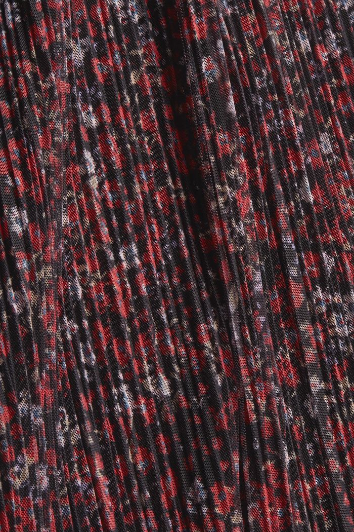 Jupe mille-fleurs CURVY en mesh plissé, BLACK, detail image number 4