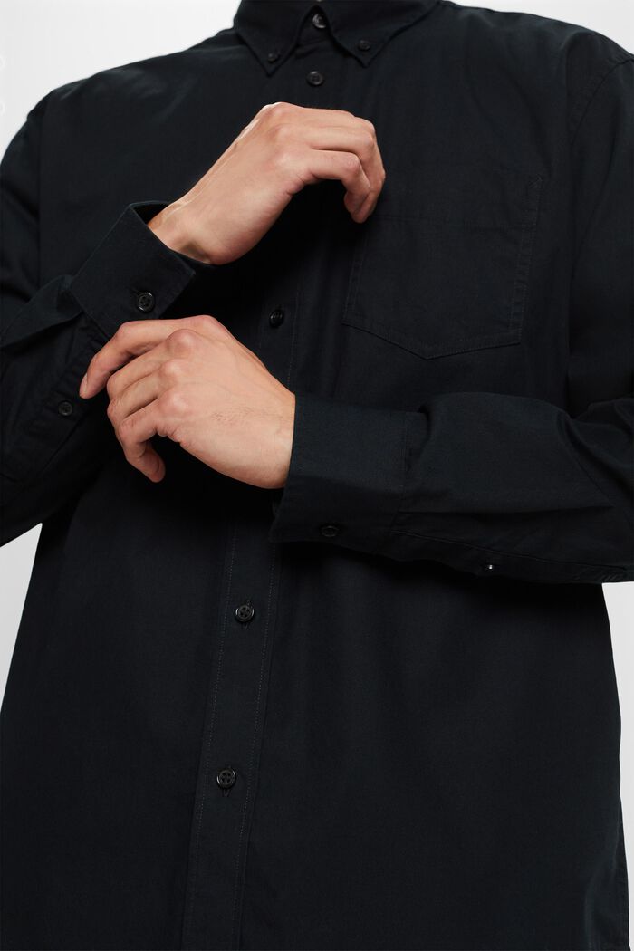Button-Down-Hemd aus Popeline, 100 % Baumwolle, BLACK, detail image number 2
