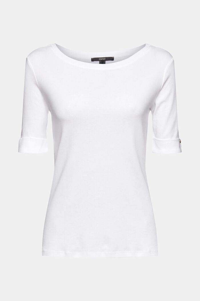 T-Shirt aus Bio-Baumwolle mit umgeschlagenem Ärmel, WHITE, detail image number 2