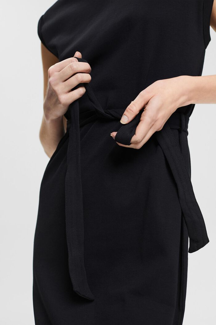 Jersey-Kleid mit Bindegürtel, BLACK, detail image number 3