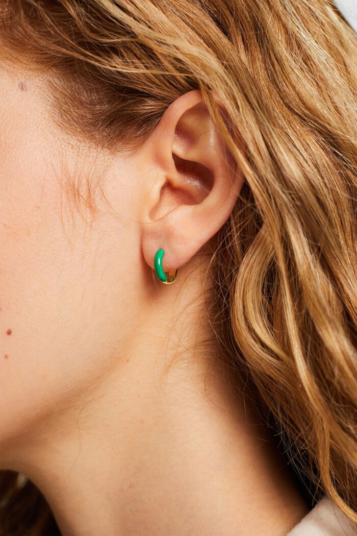 Petites boucles d’oreilles bicolores, GREEN, detail image number 2