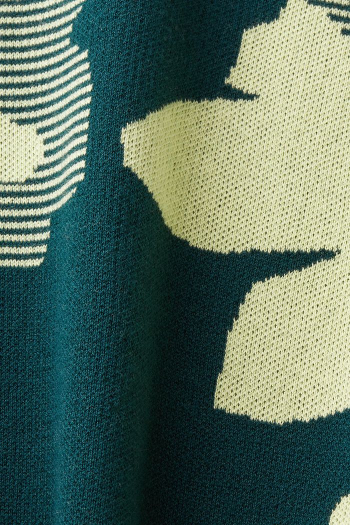Jacquard-Pullover aus Baumwolle, DARK TEAL GREEN, detail image number 5