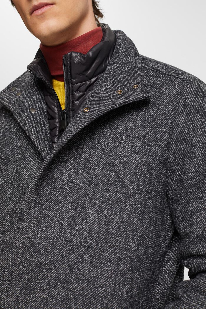 Manteau rembourré en laine mélangée, avec doublure amovible, ANTHRACITE, detail image number 0