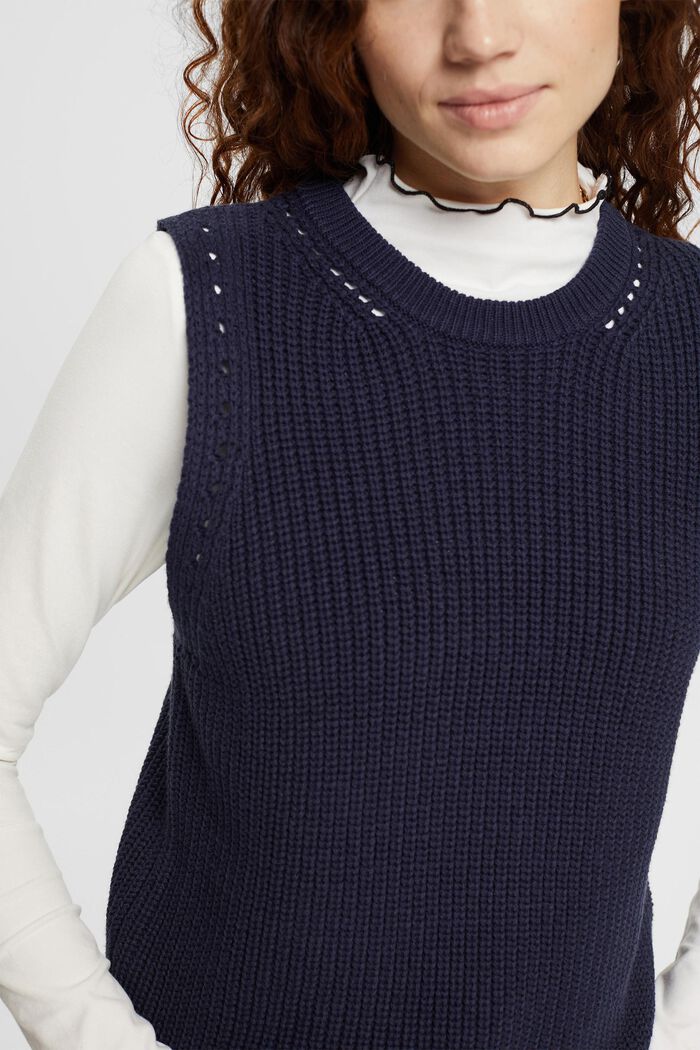 Pull sans manches en maille, NAVY, detail image number 0