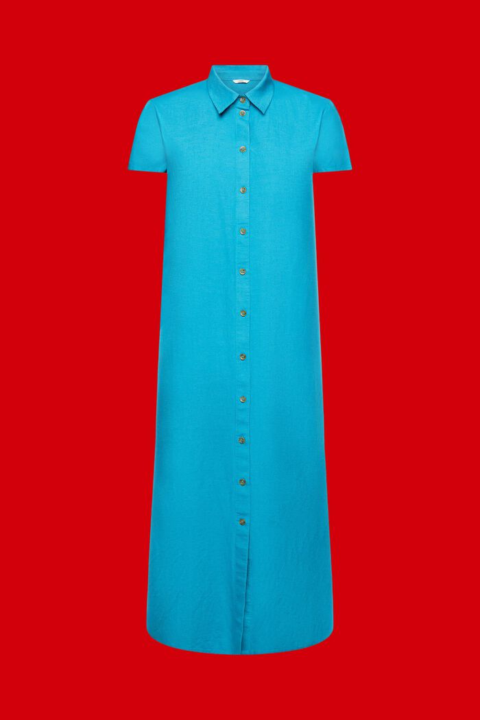 Blusenkleid mit Leinen, TEAL BLUE, detail image number 8