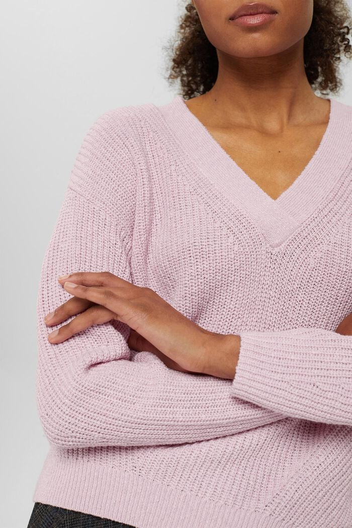 Grobstrick-Pullover aus Baumwoll-Mix, LILAC, detail image number 2
