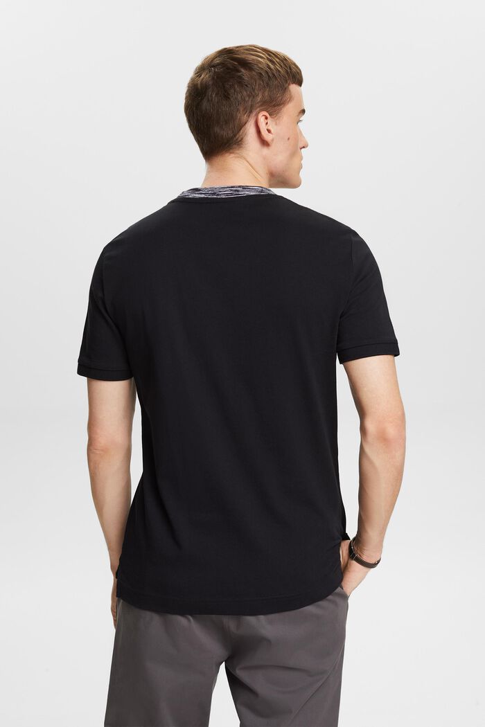 T-shirt à col en maille moulinée multicolore, BLACK, detail image number 2