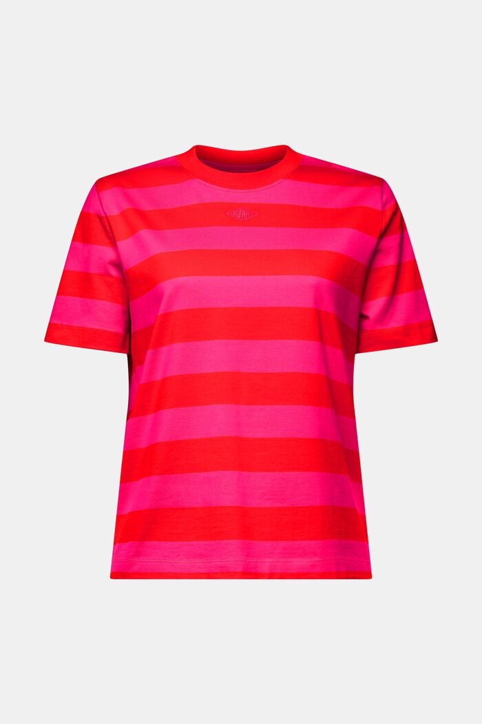 Streifen-T-Shirt aus Pima-Baumwolle mit Stickerei, RED, detail image number 5