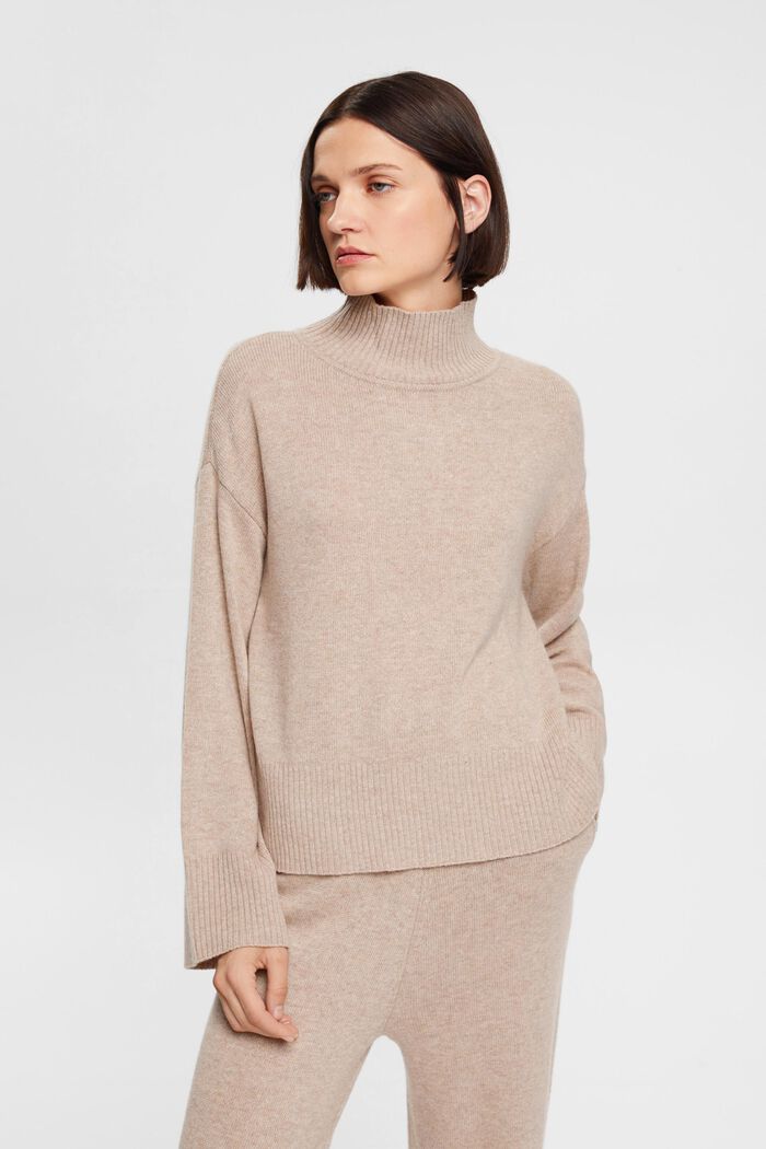 Pullover mit Mock-Neck aus Baumwollgemisch, LENZING™ ECOVERO™