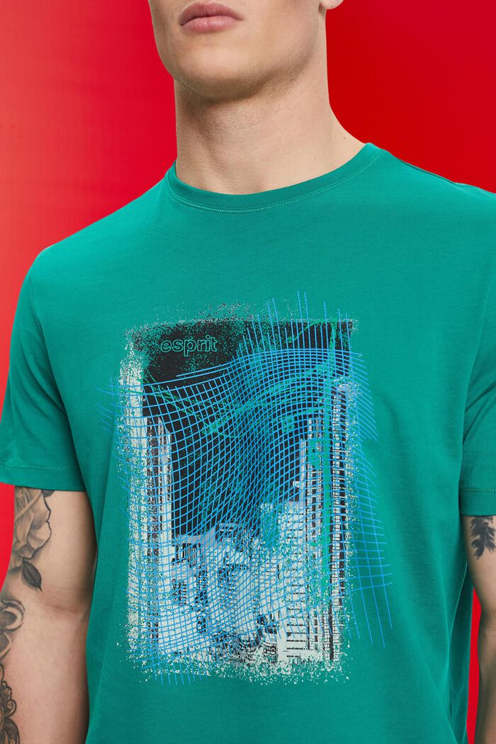 Print-T-Shirt aus nachhaltiger Baumwolle, EMERALD GREEN, detail image number 2