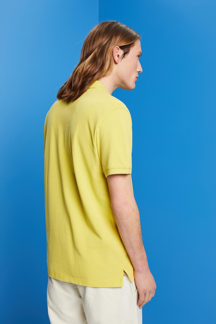 Poloshirt aus Stone-Washed-Baumwollpikee, DUSTY YELLOW, detail image number 3