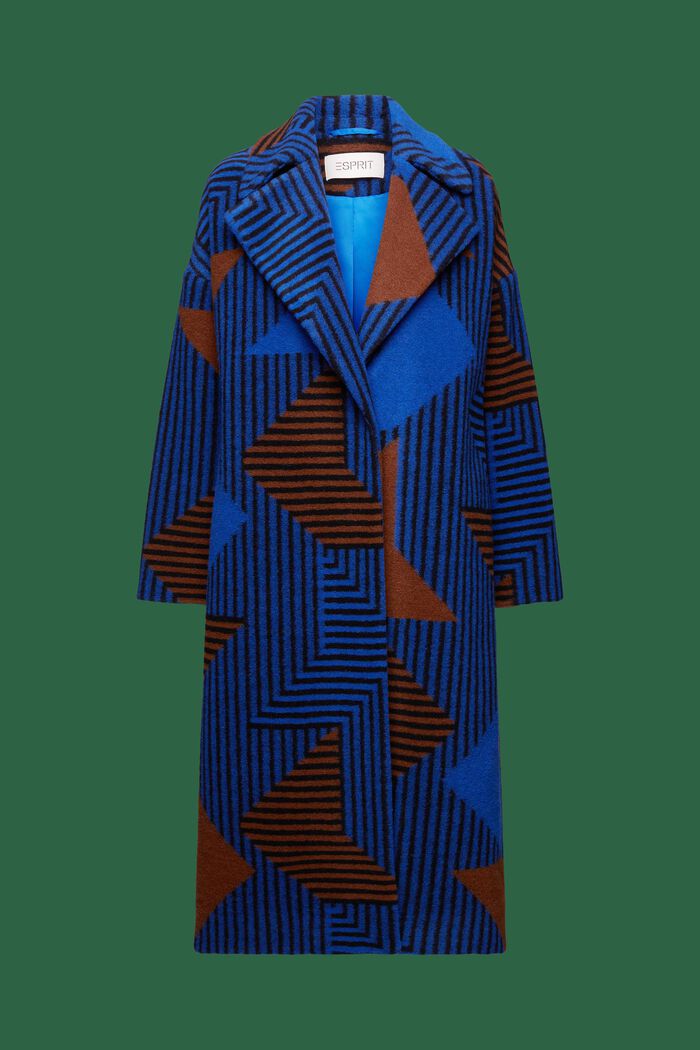 Mantel aus Wollmix mit Print, BRIGHT BLUE, detail image number 7